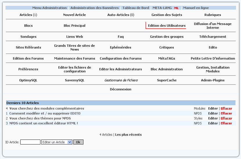 Edition d'utilisateur NPDS
