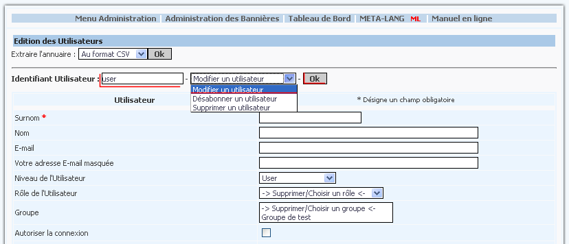 Edition d'utilisateur NPDS